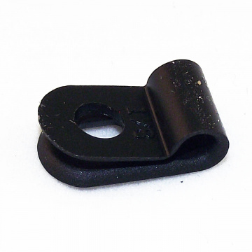 Image for Black Plastic 'P' Clip : Fixing Hole 9/64" Cable Diameter 1/8"