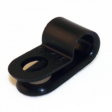 Image for Black Plastic 'P' Clip : Fixing Hole 9/64" Cable Diameter 3/16"