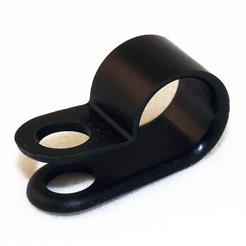 Image for Black Plastic 'P' Clip : Fixing Hole 9/64" Cable Diameter 1/4"