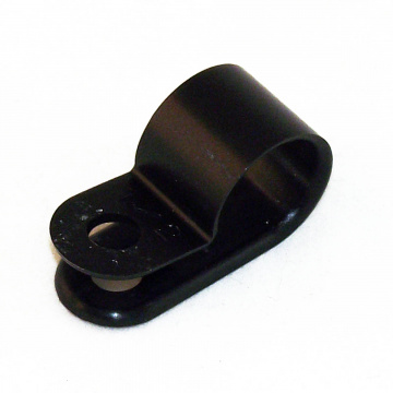 Image for Black Plastic 'P' Clip : Fixing Hole 9/64" Cable Diameter 1/2"
